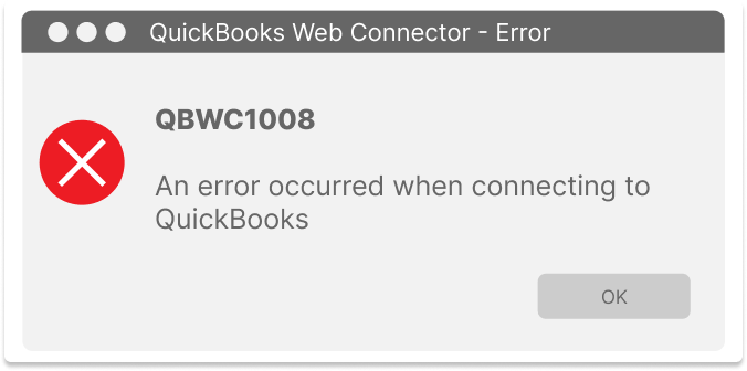 QuickBooks Web Connector Error 1008