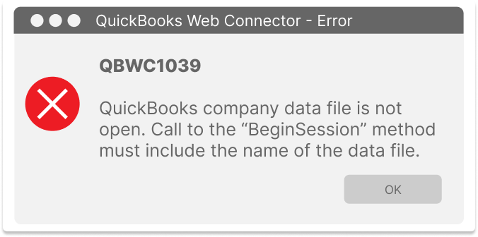 QuickBooks Web Connector Error 1039