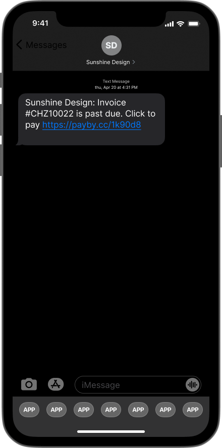 Text to pay user cell phone view