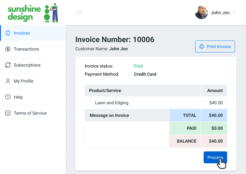 View and pay invoices