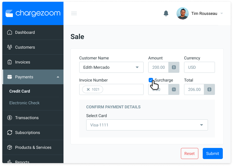 Chargezoom Surcharging