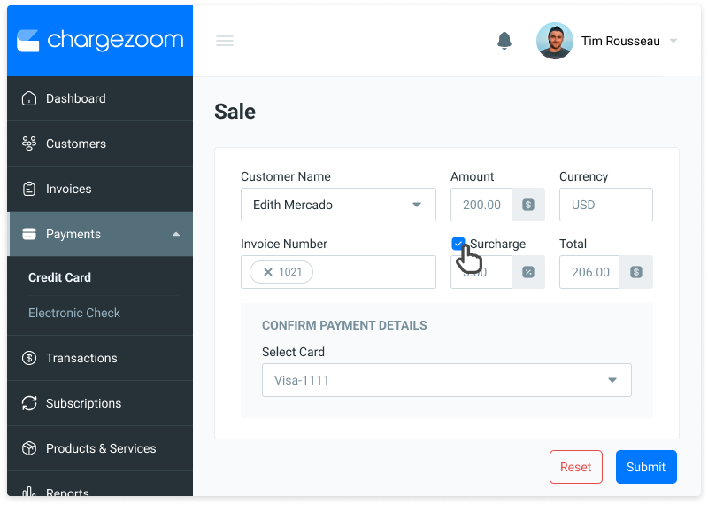 Chargezoom Surcharging