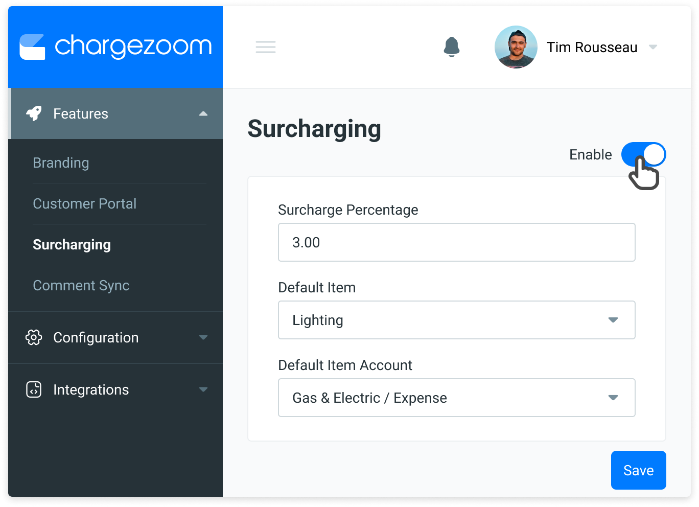 Surcharging on Chargezoom Platform