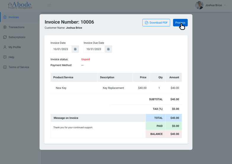 Customer Portal Process Payment 2